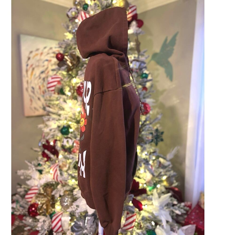 Social scene woman’s brown hoodie fairy size S cotton blend hippie grunge Y2K - Picture 3 of 10